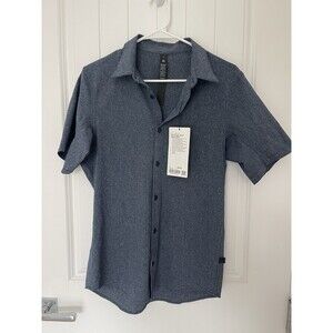 NWT Lululemon Airing Easy Short-Sleeve Shirt Mens Small Blue Button Down $88
